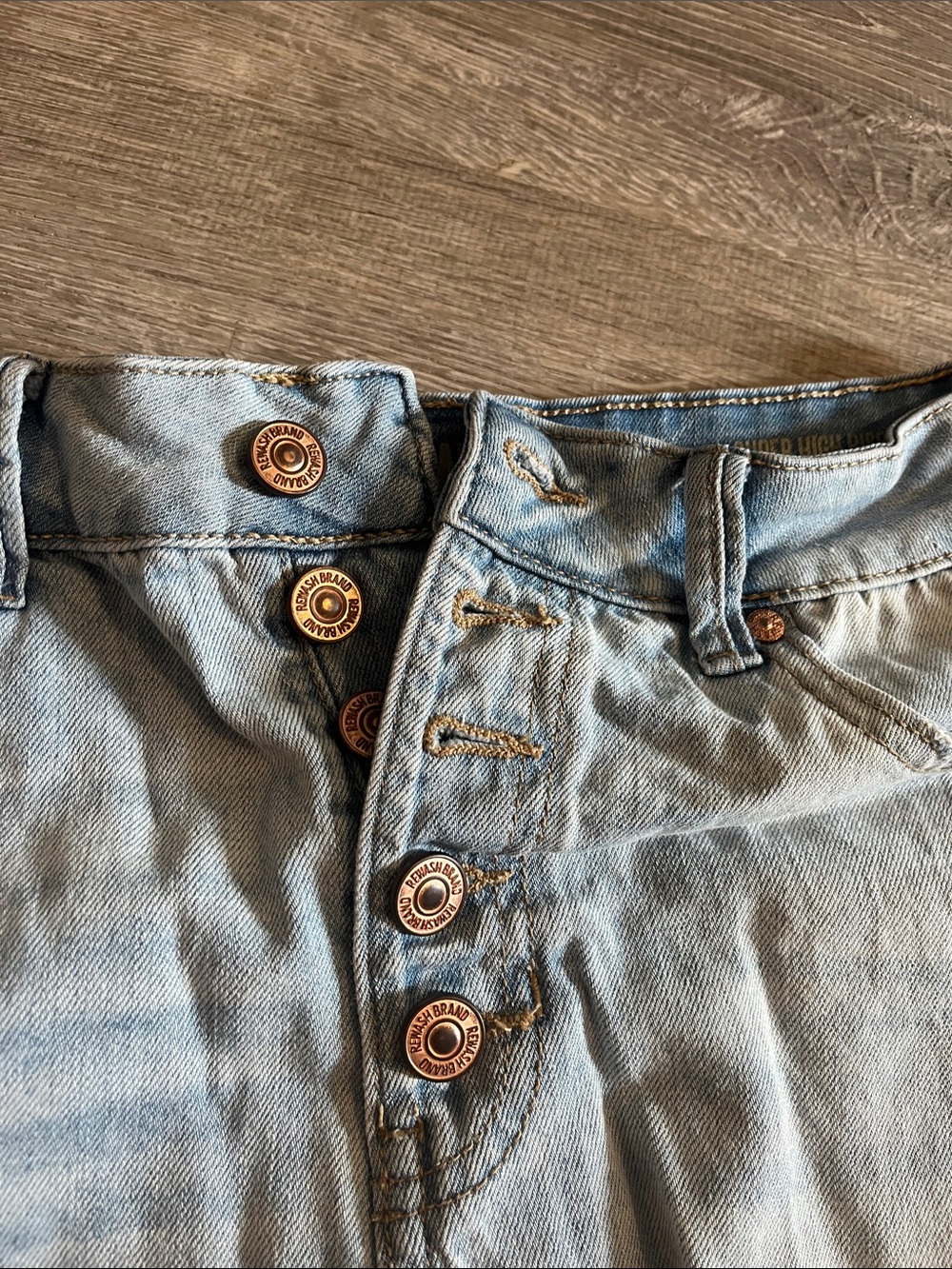 Rewash Light Blue Frayed Hem Denim Shorts - Picture 3 of 4